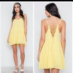 Made in USA Yellow lace up dress